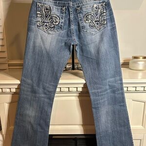 Miss Me Light Blue Bootcut Jeans with Embroidery